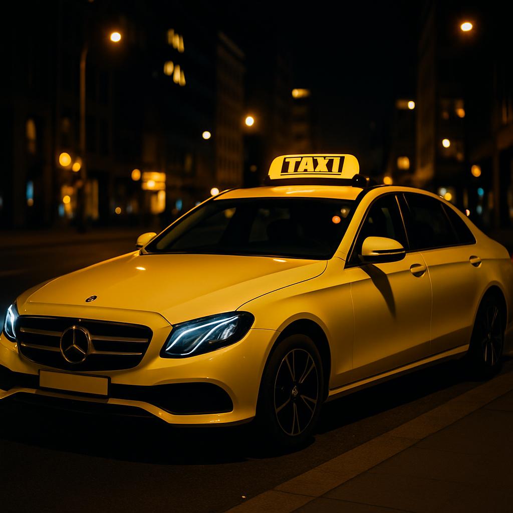 Another taxi cab at night to do more traveling. I hope to take this taxi cab for many many hours.